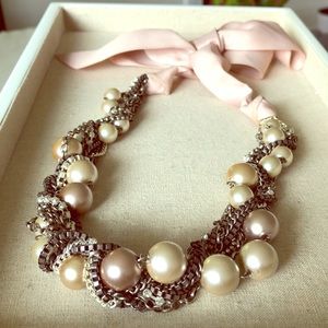 Stella & Dot Colette Pearl Necklace w ribbon
